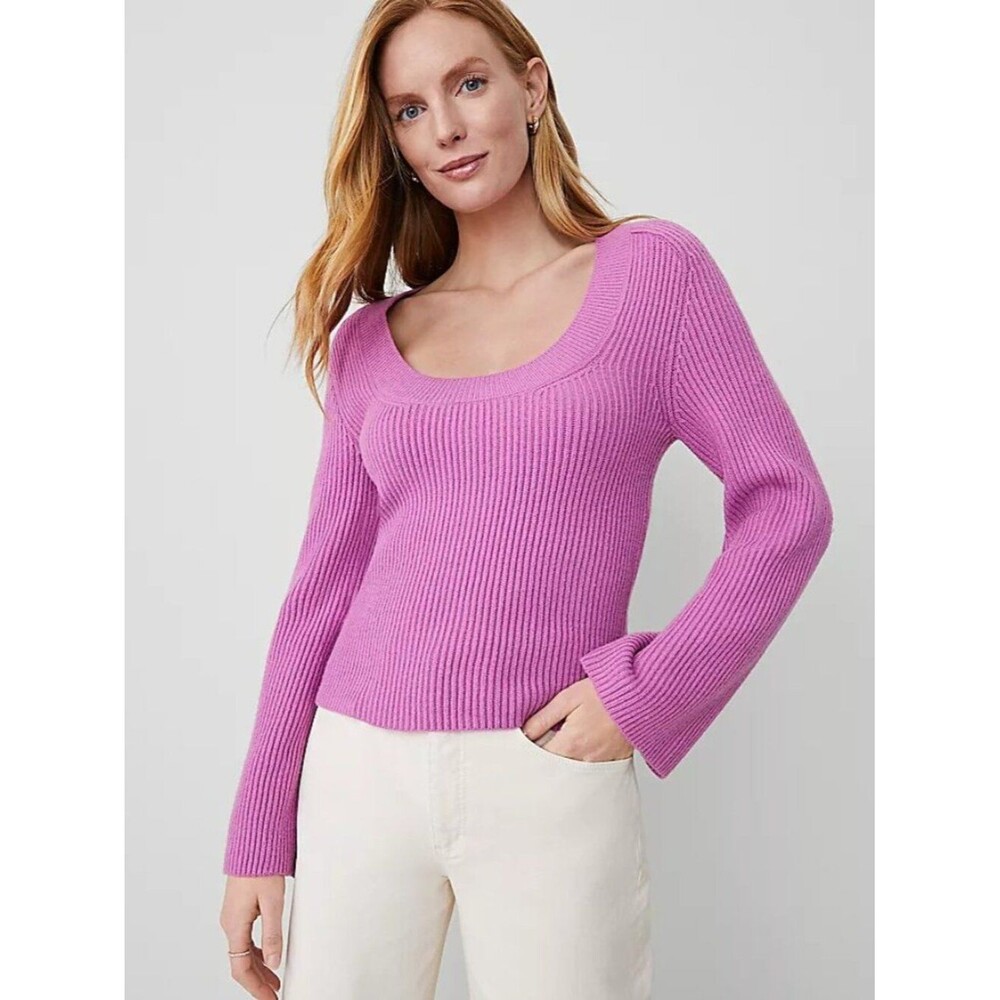 Ann Taylor Ribbed Scoop Neck Sweater S NWT